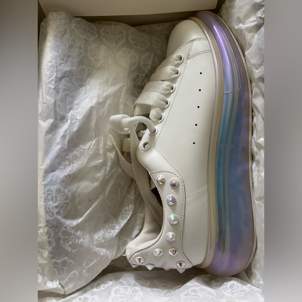 Alexander McQueen White Sneakers with Iridescent Sole